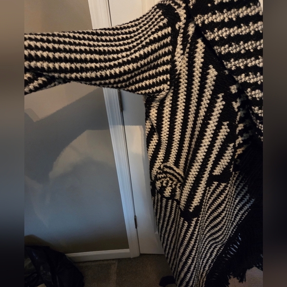 Johnny Was Black and White Knit Coat Duster - Picture 3 of 6